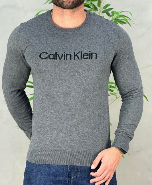 Suéter Cinza Mesclado Masculino Gola Careca - Calvin Klein