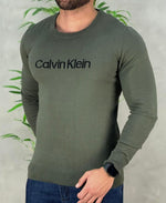 Suéter Verde Militar Masculino Gola Careca - Calvin Klein