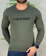 Suéter Verde Militar Masculino Gola Careca - Calvin Klein