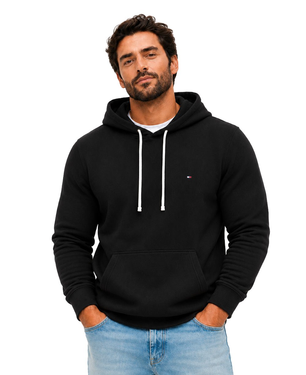 Moletom Preto Masculino Com Capuz Essential - Tommy Hilfiger