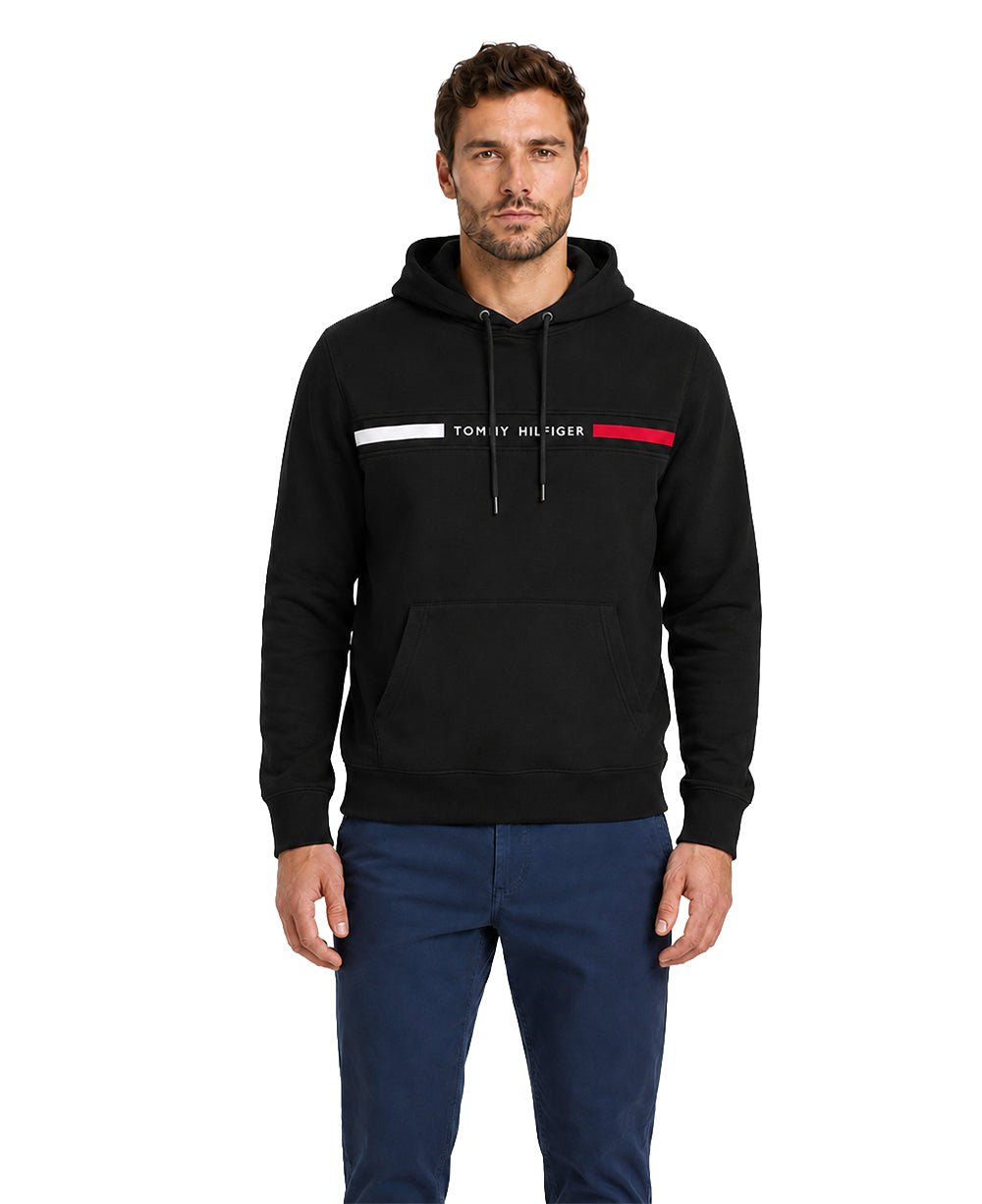 Moletom Preto Masculino Com Capuz Logo no Peito - Tommy Hilfiger