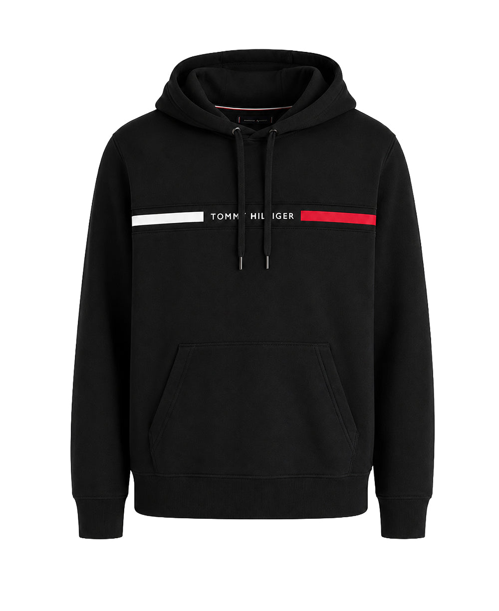 Moletom Preto Masculino Com Capuz Logo no Peito - Tommy Hilfiger