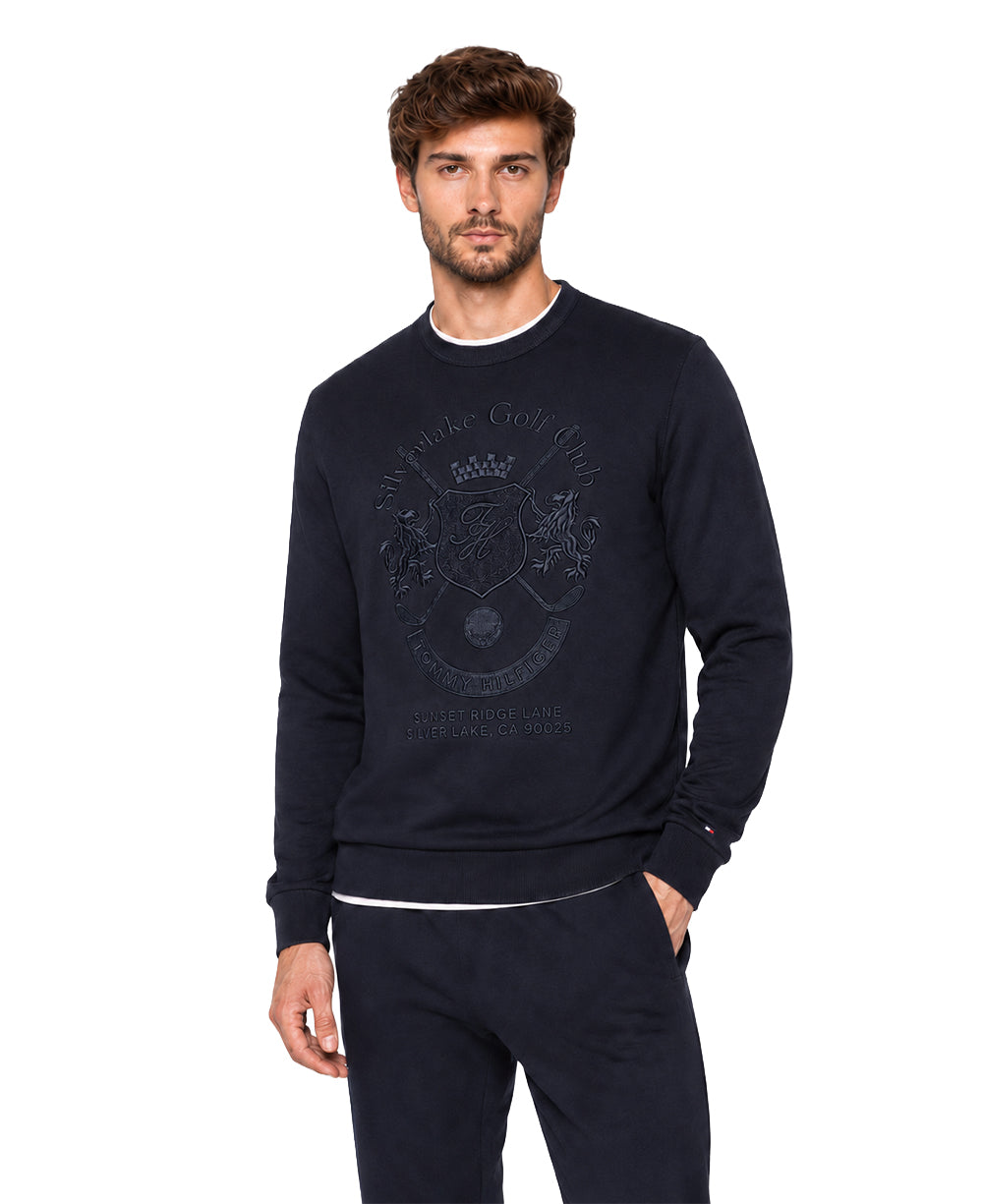 Moletom Azul Marinho Masculino Bordado Sem Touca - Tommy Hilfiger