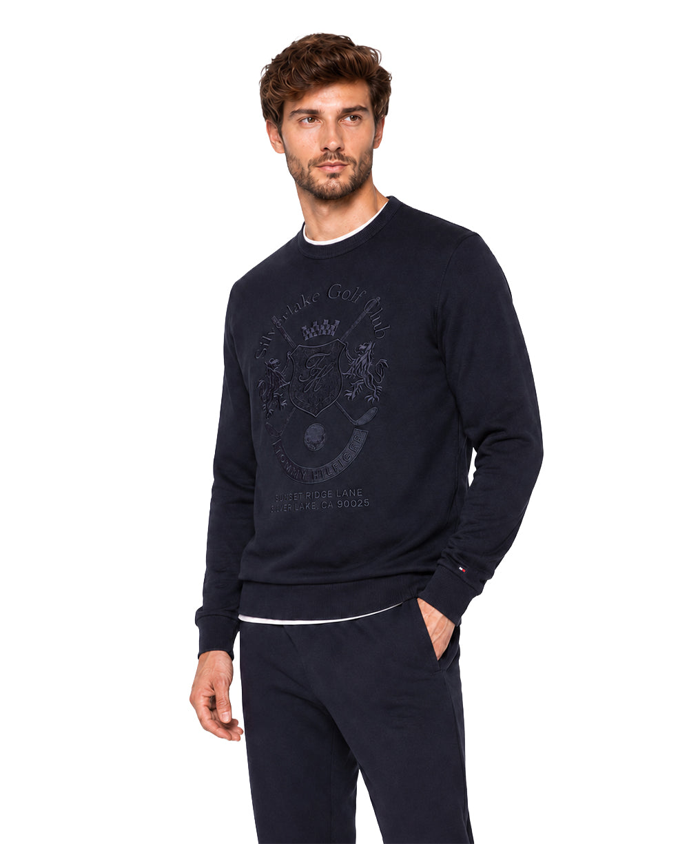 Moletom Azul Marinho Masculino Bordado Sem Touca - Tommy Hilfiger