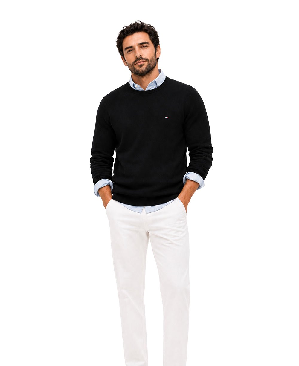 Suéter Masculino Preto Essential Com Gola Redonda - Tommy Hilfiger