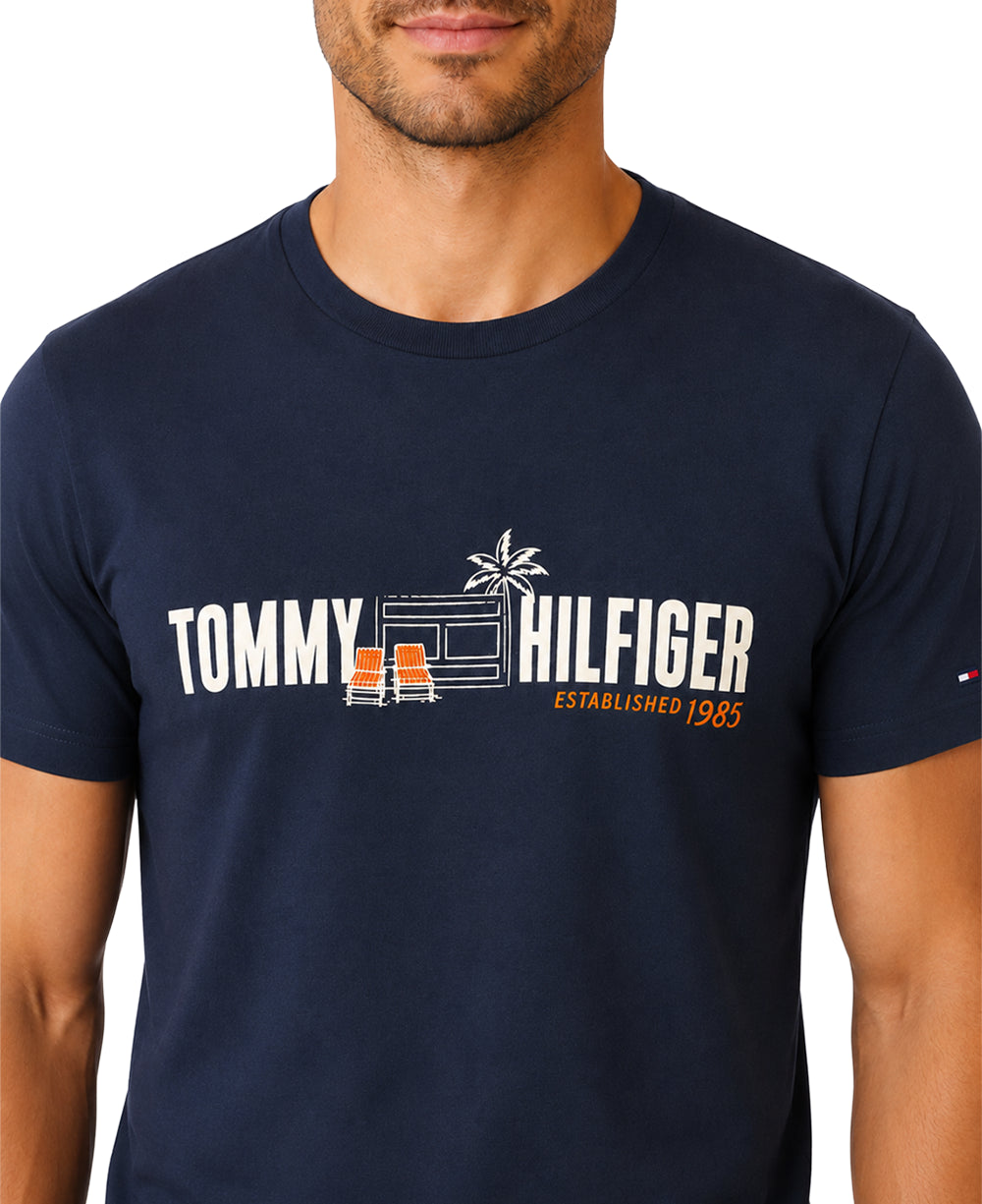 Camiseta Azul Marinho Masculina Established 1985 Estampada - Tommy Hilfiger