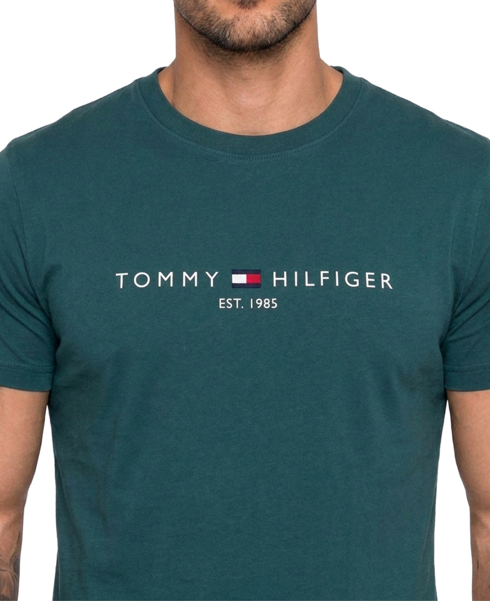 Camiseta Verde Água Masculina Est. 1985 - Tommy Hilfiger