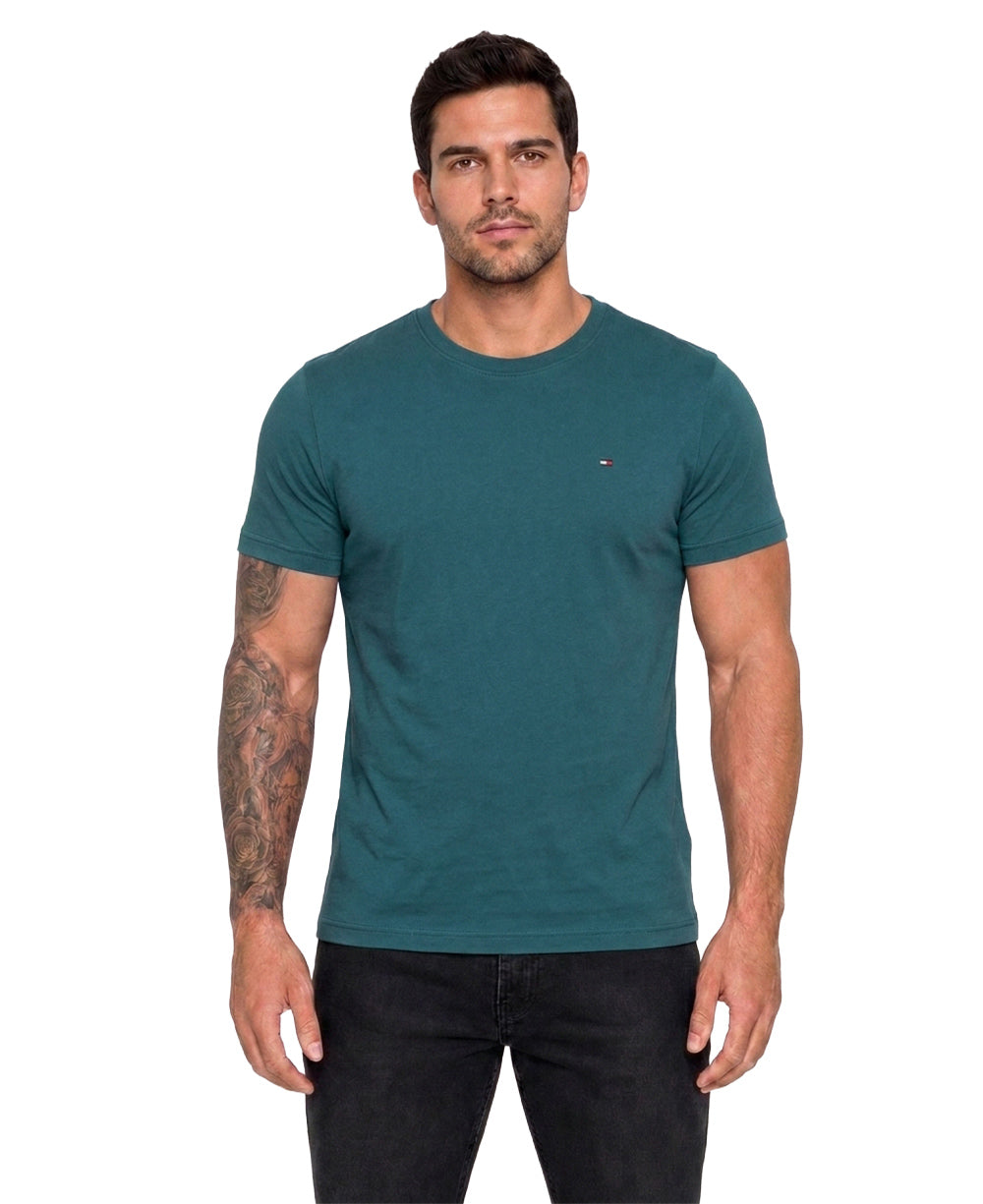 Camiseta Clássica Verde Água Masculina - Tommy Hilfiger