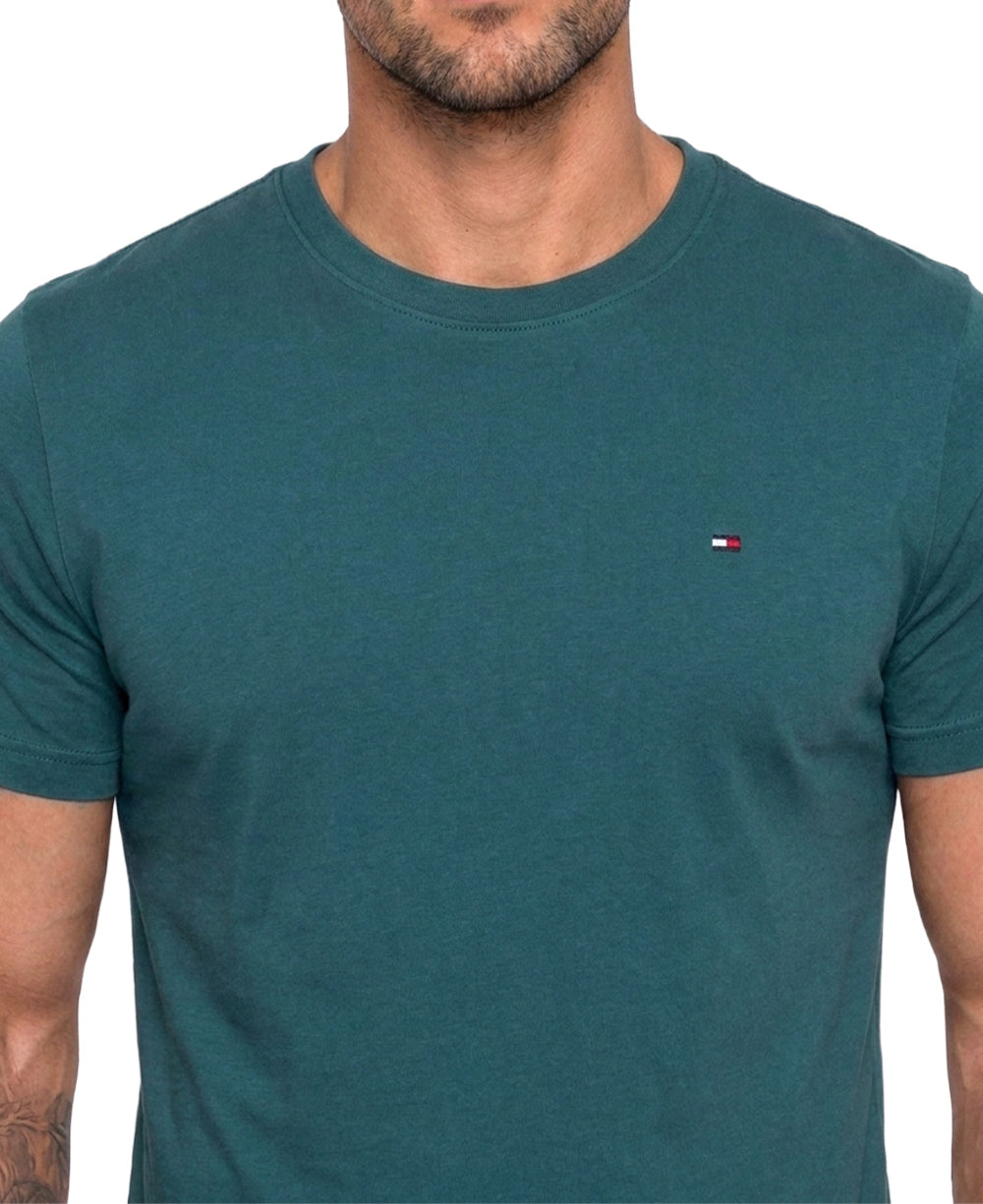 Camiseta Clássica Verde Água Masculina - Tommy Hilfiger