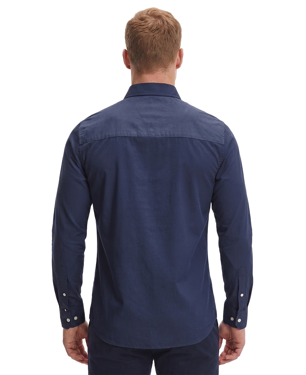 Camisa Social Azul Marinho Masculina Regular Fit Strech - Tommy Hilfiger