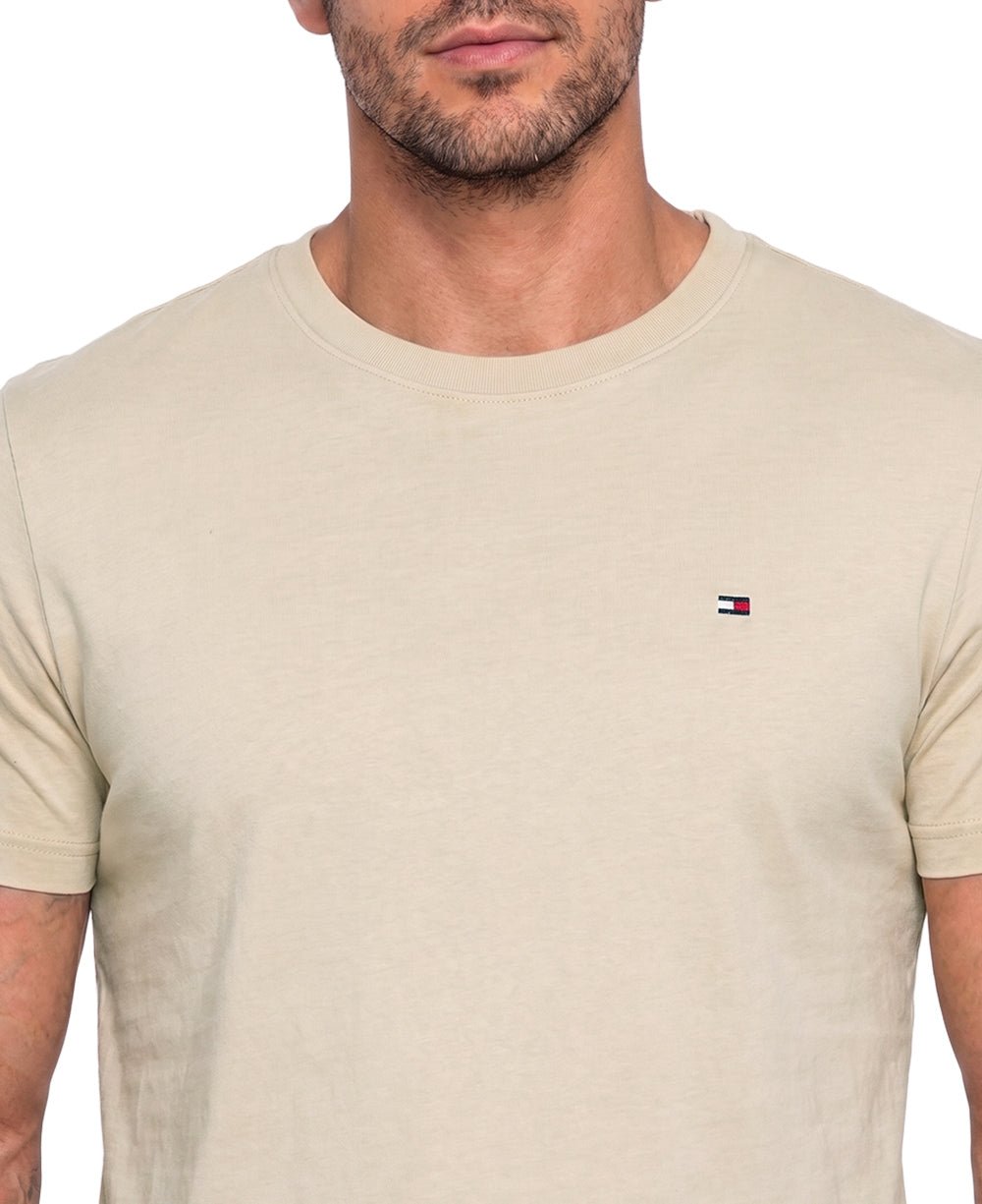 Camiseta Bege Claro Masculina Classic Cotton - Tommy Hilfiger