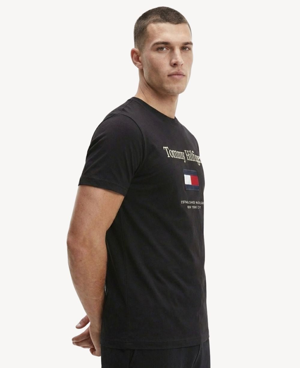 Camiseta Preto Masculino Embro Flag Tee - Tommy Hilfiger