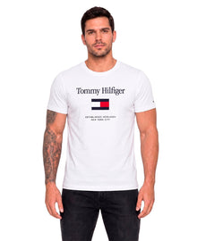 Camiseta Branca Masculina Embro Flag Tee - Tommy Hilfiger