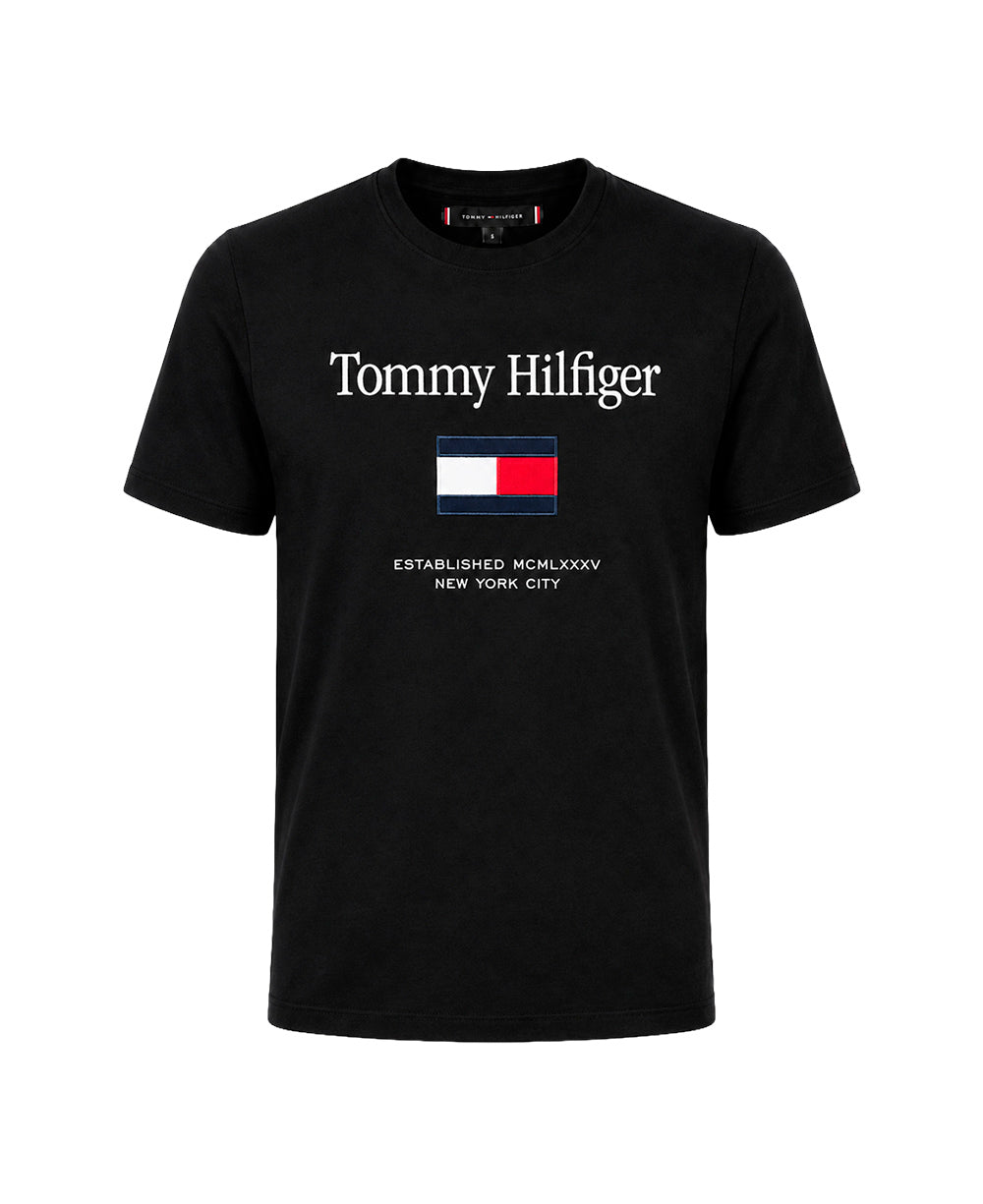 Camiseta Preto Masculino Embro Flag Tee - Tommy Hilfiger