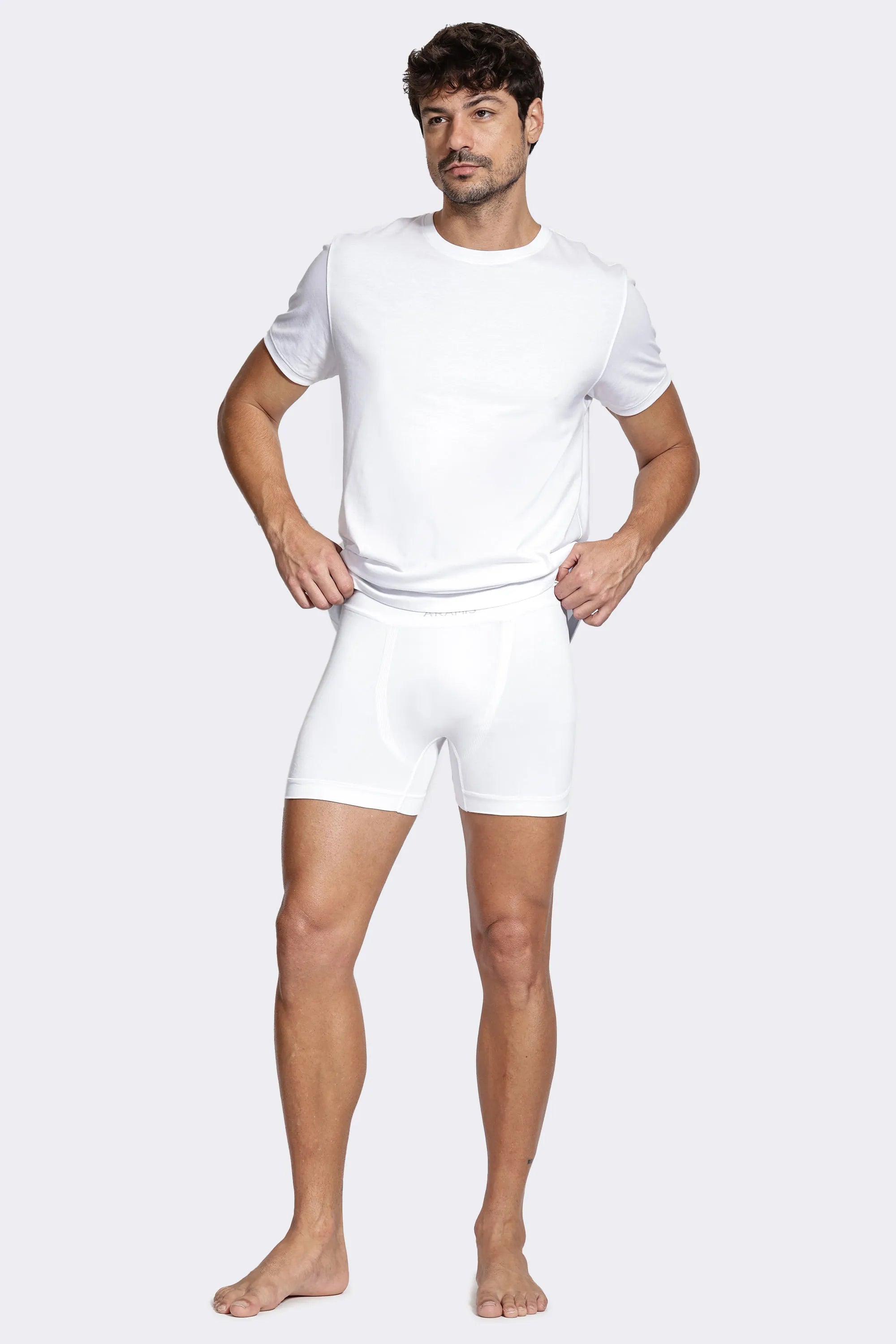 Kit 3 Cueca Boxers Sem Costura Branco e Preto - Aramis