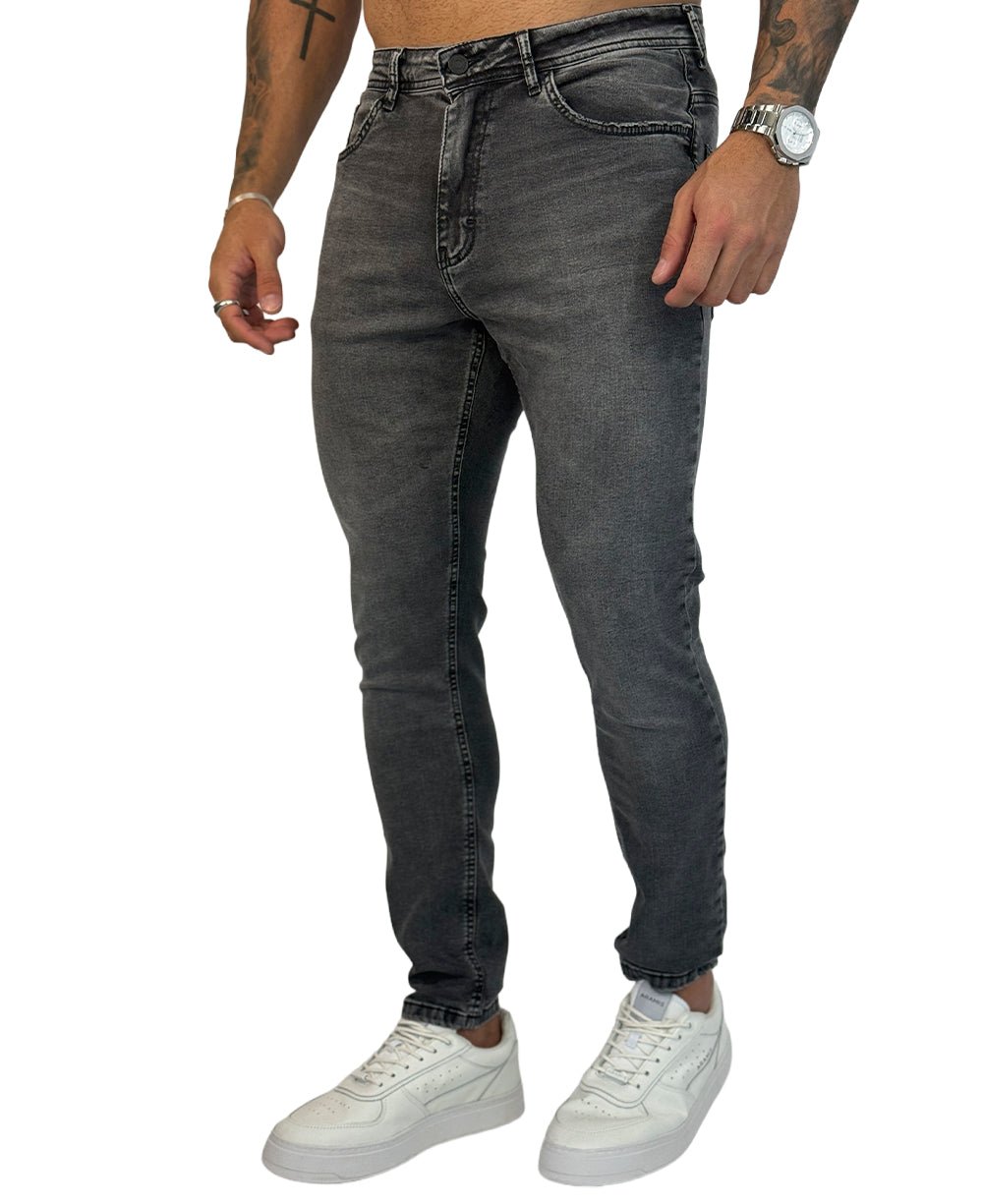 Calça Jeans Preta Mescla Cinza Skinny Masculina - Visual Jeans