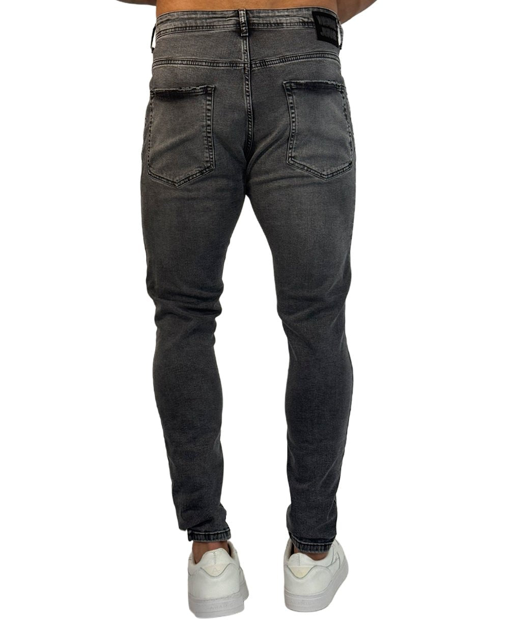 Calça Jeans Preta Mescla Cinza Skinny Masculina - Visual Jeans