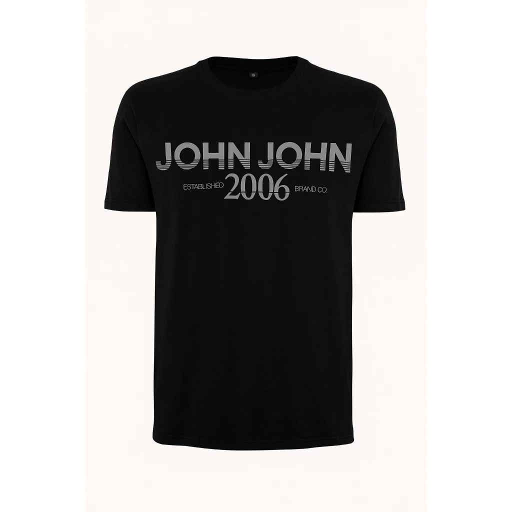 Camiseta Regular Preto Fit Double Stripes BK  - John John