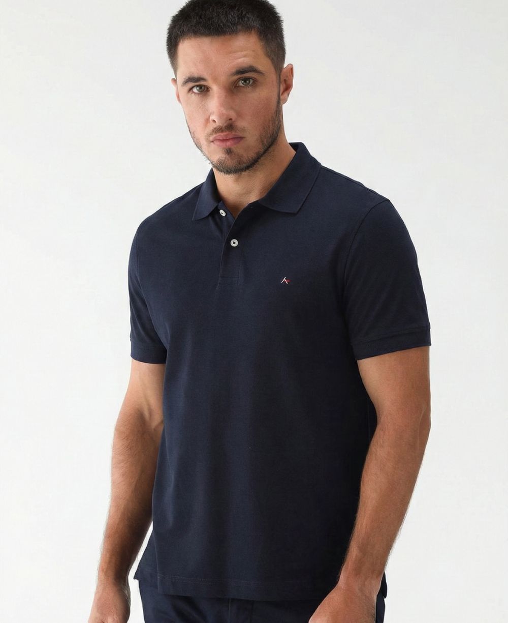 Camisa Polo Azul Masculina Malha Regular - Aramis