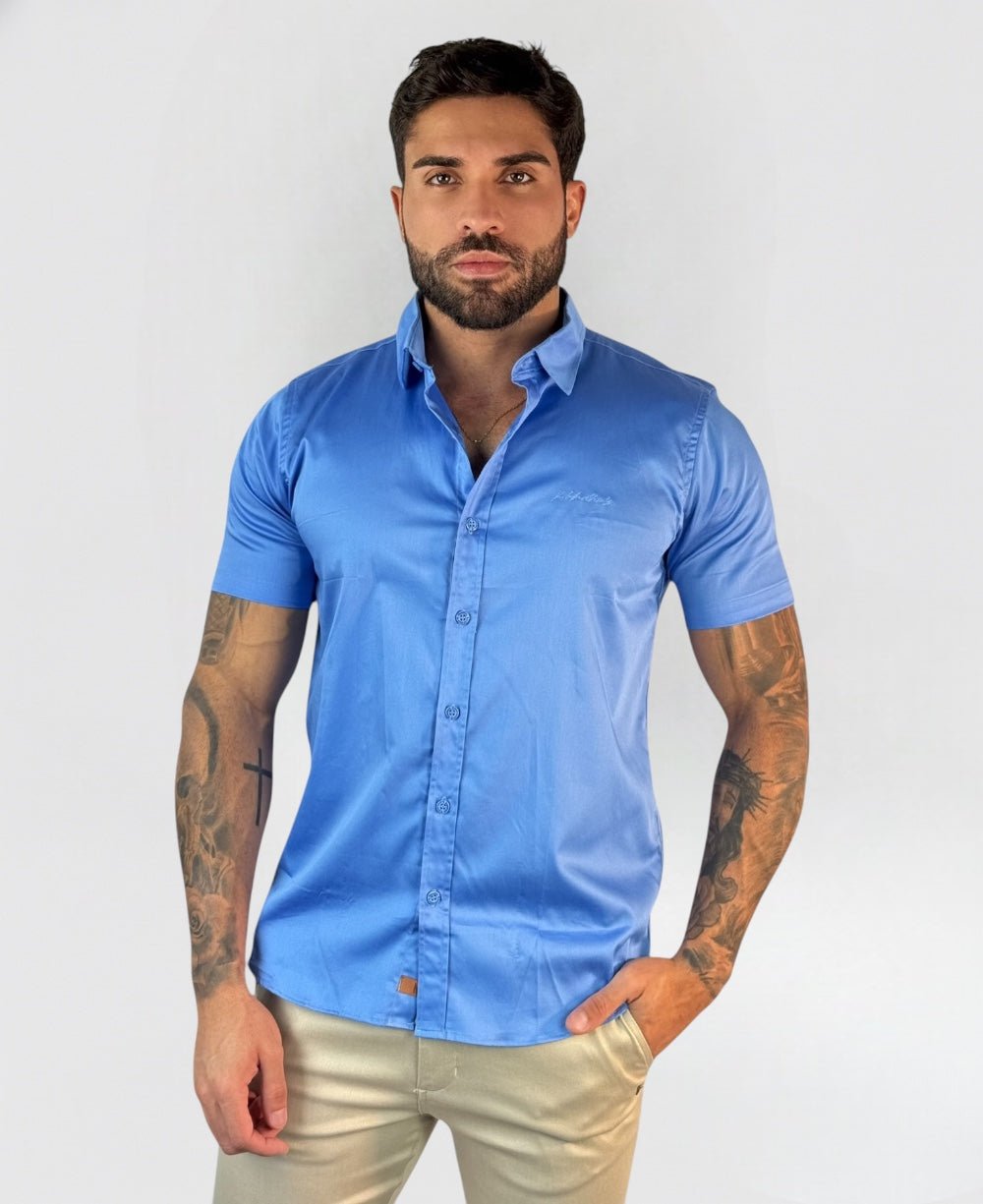 Camisa Social Azul Manga Curta - Paladho's Jeans Wear