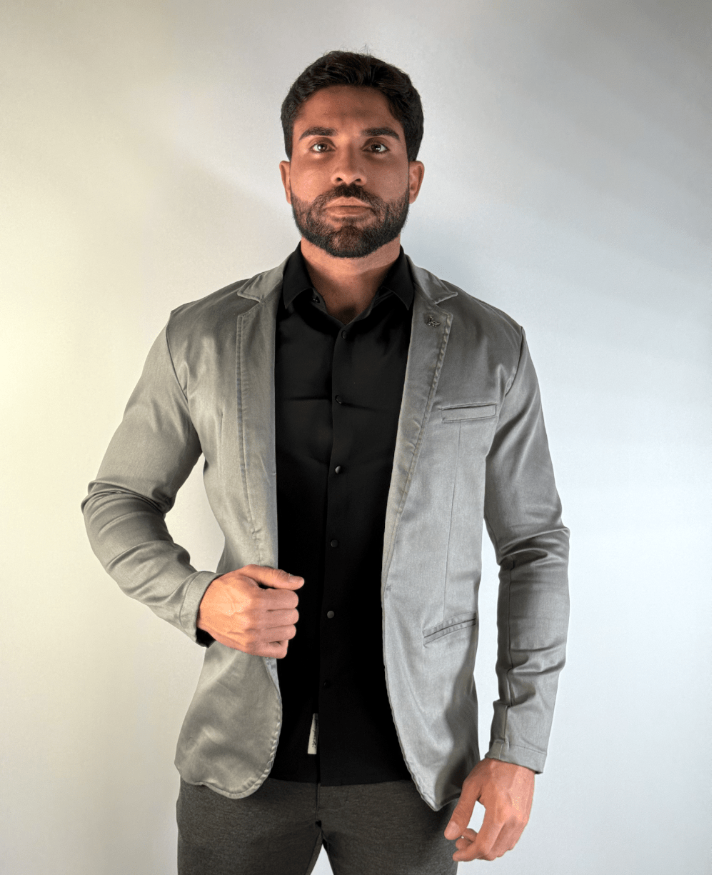 Blazer Cinza Masculino Básico Acetinado - Per Pochi