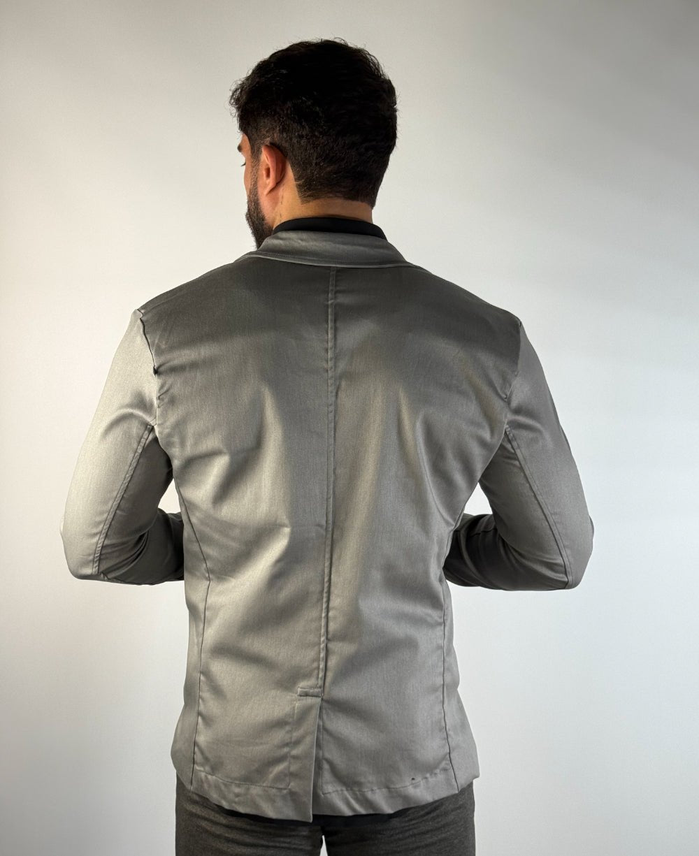 Blazer Cinza Masculino Básico Acetinado - Per Pochi