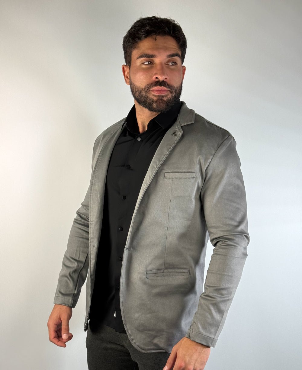 Blazer Cinza Masculino Básico Acetinado - Per Pochi