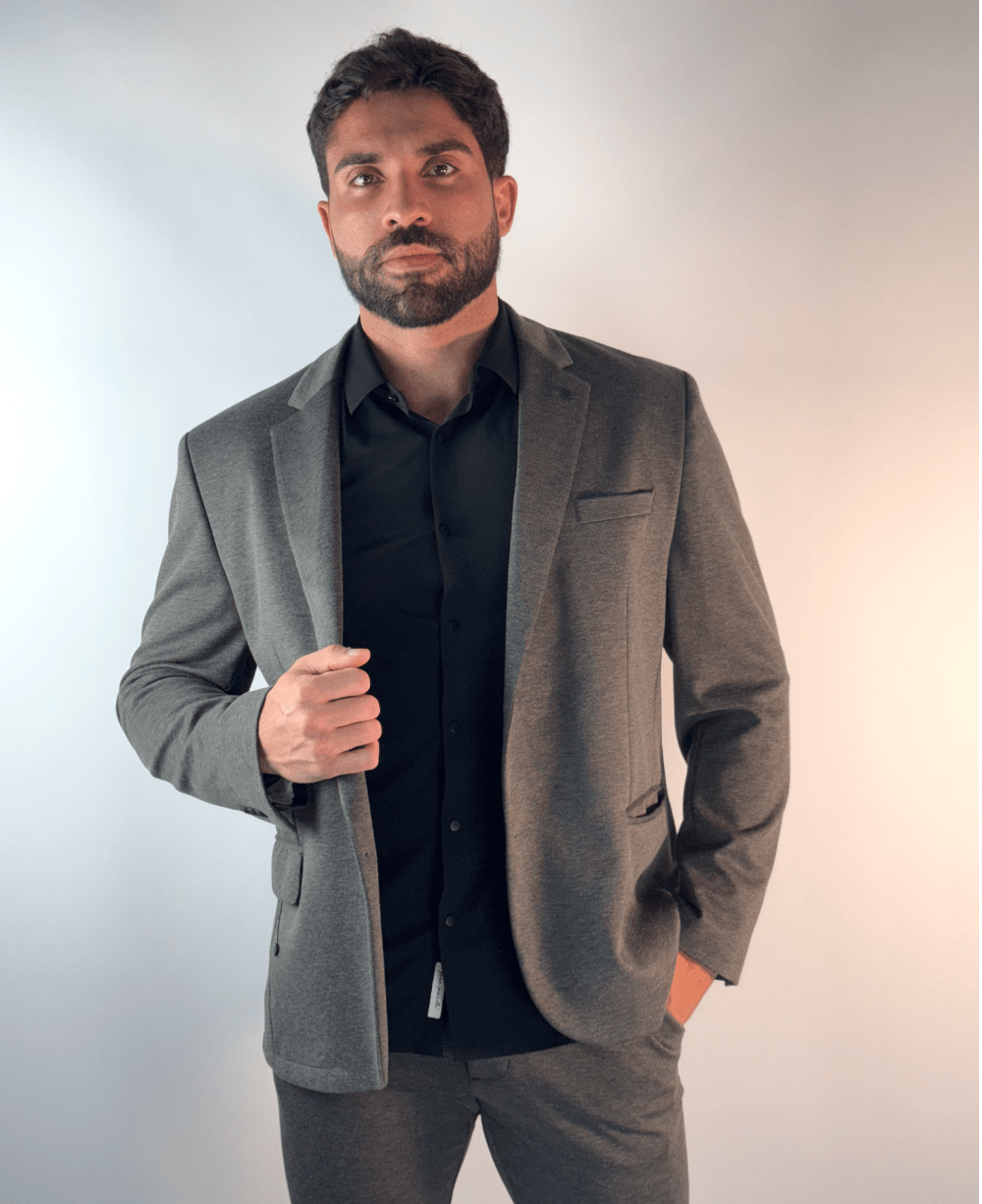 Blazer Mescla Escuro Piquet Slim - Guilherme Soul