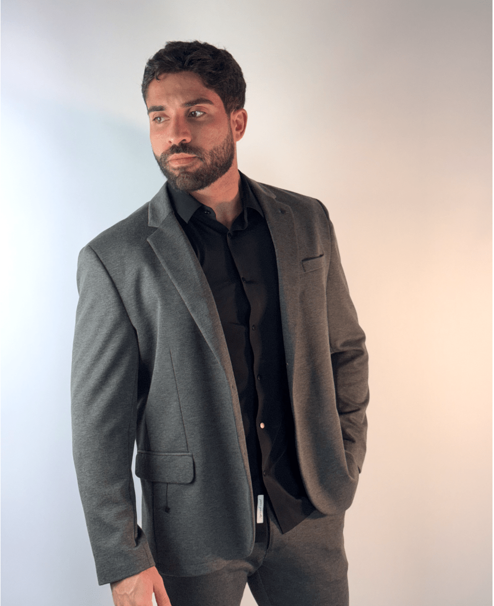 Blazer Mescla Escuro Piquet Slim - Guilherme Soul