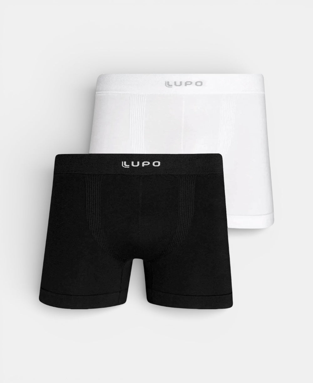 Kit 2 Cuecas Preto e Branco Masculina Boxer Microfibra - Lupo