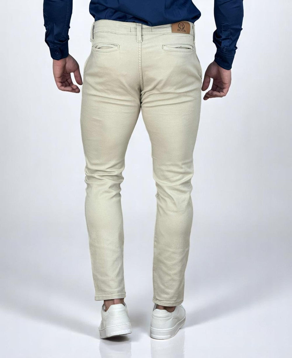 Calça Alfaiataria Bege Masculina com Lycra Essencial