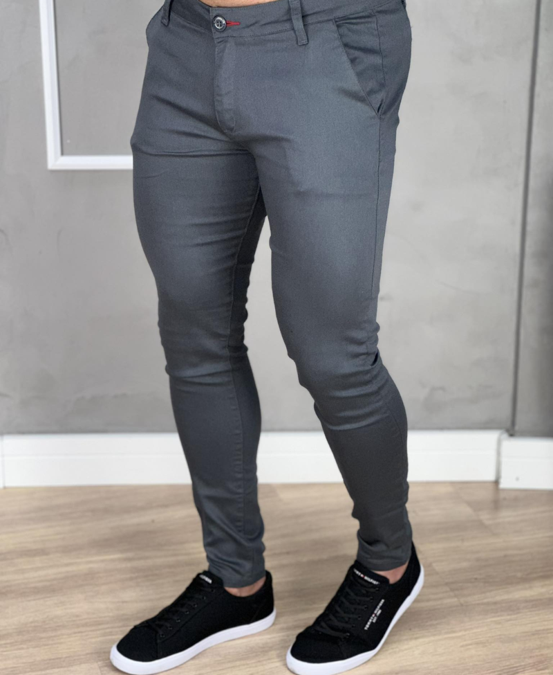Calça Alfaiataria Cinza Escuro Masculina Skinny  - Paladho´s Jeans Wear