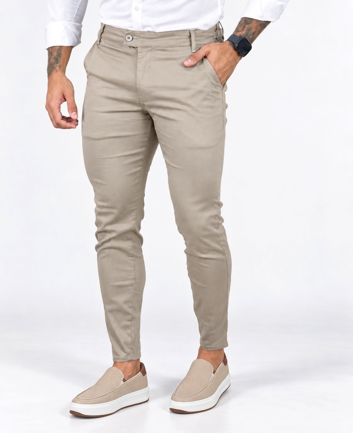 Calça Alfaiataria Areia Masculina com Regulagem  - True Hero