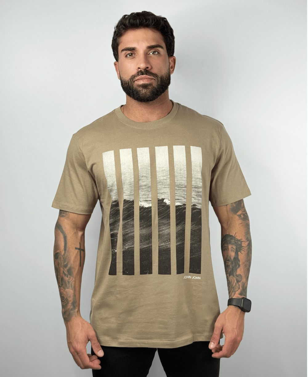 Camiseta Bege Masculina Cut Wave - John John