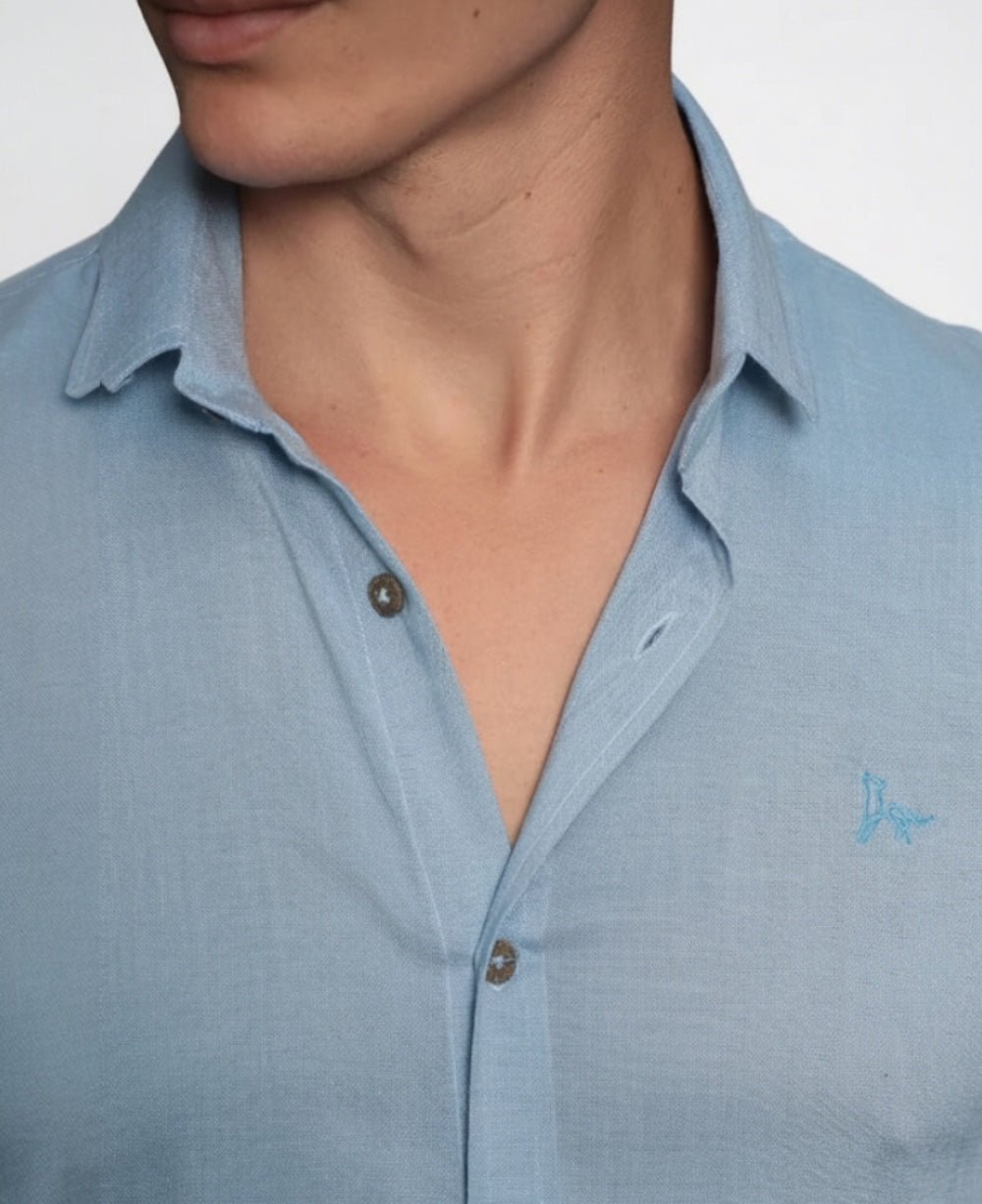 Camisa Azul Masculina Manga Curta - Per Pochi
