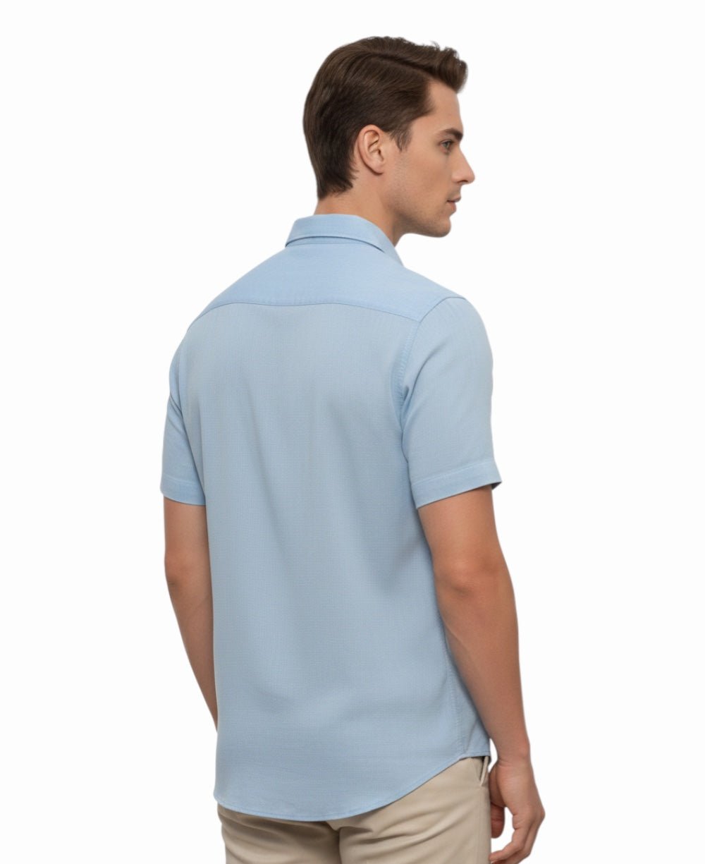 Camisa Azul Masculina Manga Curta - Per Pochi