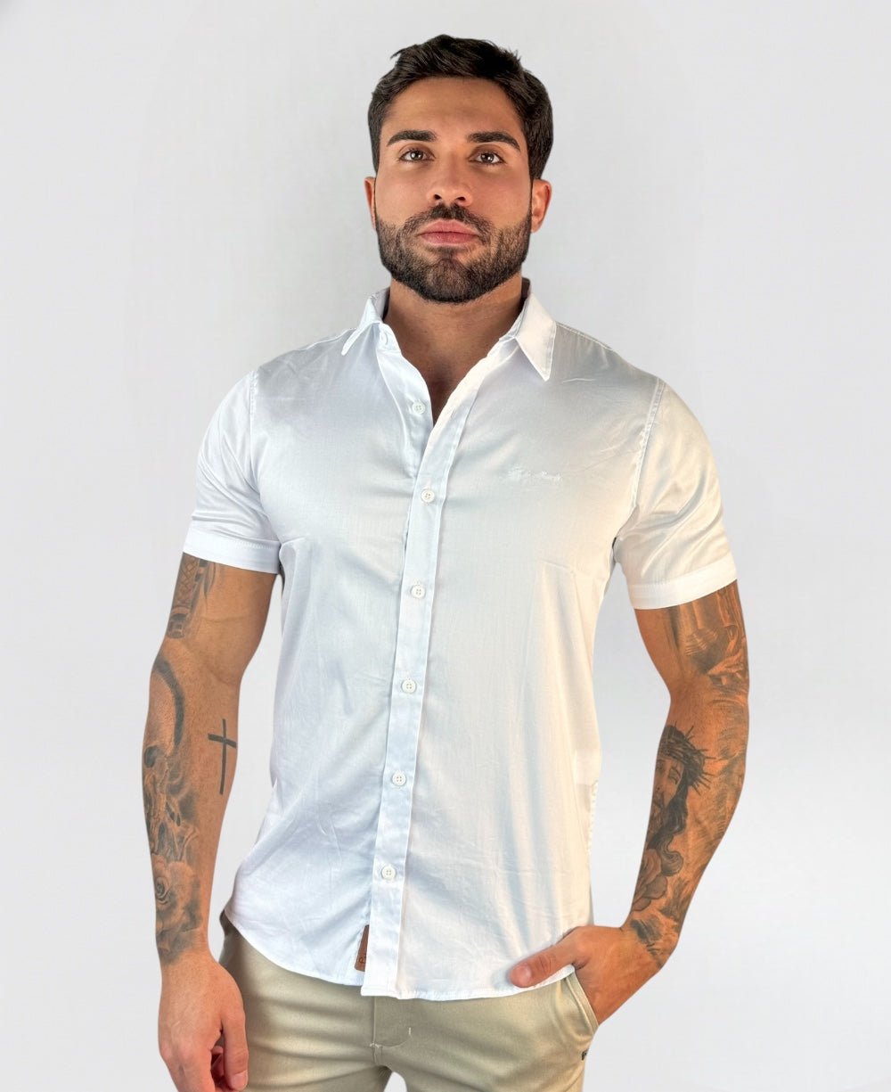 Camisa Social Branca Manga Curta Masculino Básica - Paladho's Jeans