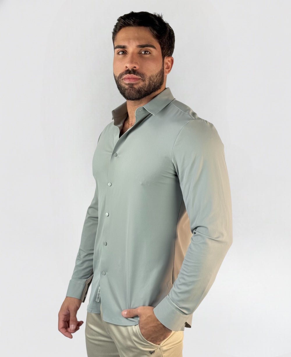 Camisa Manga Longa Tech Poliamida sem Costura Cinza - Per Pochi