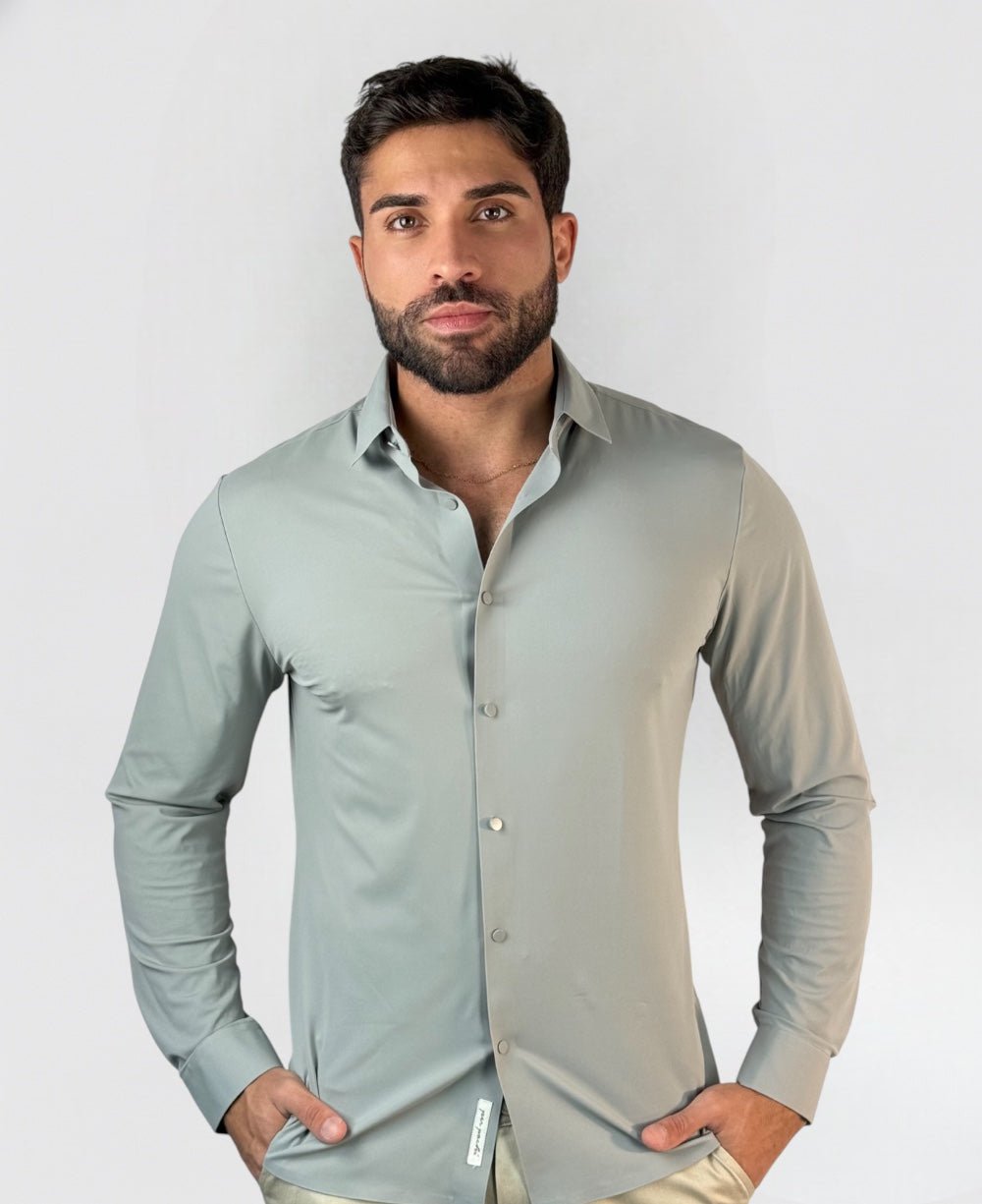 Camisa Manga Longa Tech Poliamida sem Costura Cinza - Per Pochi