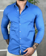 Camisa Social Azul Céu Masculina Básica - Fdvixx