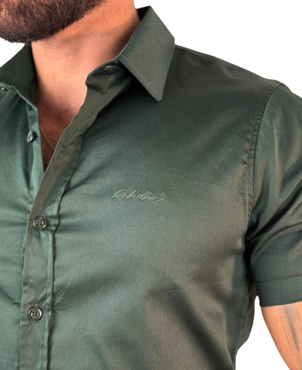 Camisa Social Verde Manga Curta Masculina Básica - Paladho's Jeans Wear