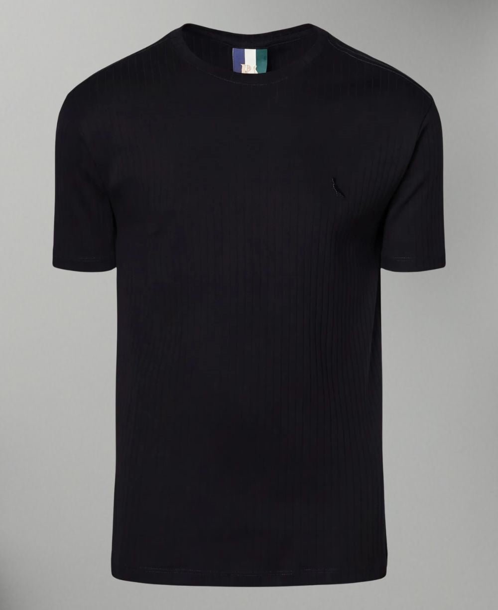 Camiseta Preta Masculina Slim Canelada - Reserva