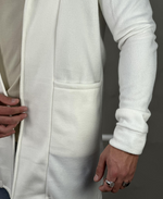 Cardigan Branco Masculino Liso Com Bolso Na Frente - Fdvixx