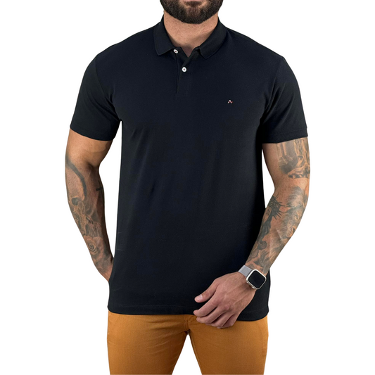 Camisa Polo Preta Masculina Regular Fit - Aramis