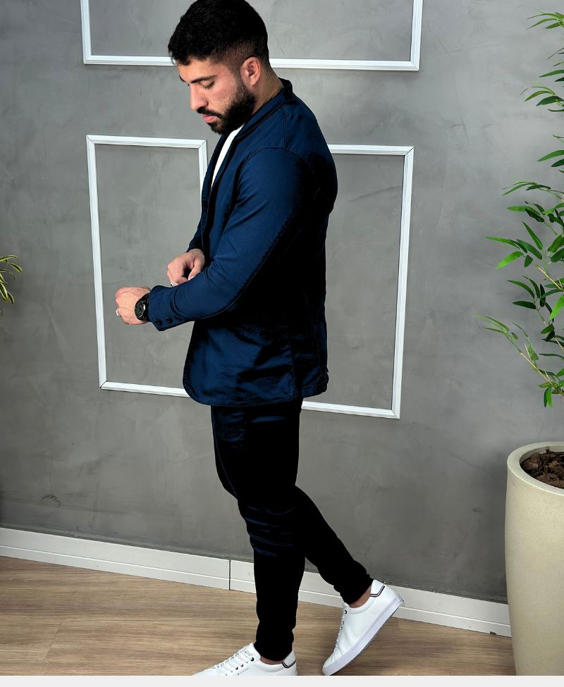 Blazer Azul Royal Masculino Básico Com Bolso - Paladho´s Jeans Wear