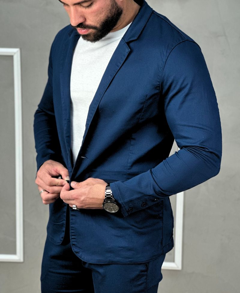Blazer Azul Royal Masculino Básico Com Bolso - Paladho´s Jeans Wear