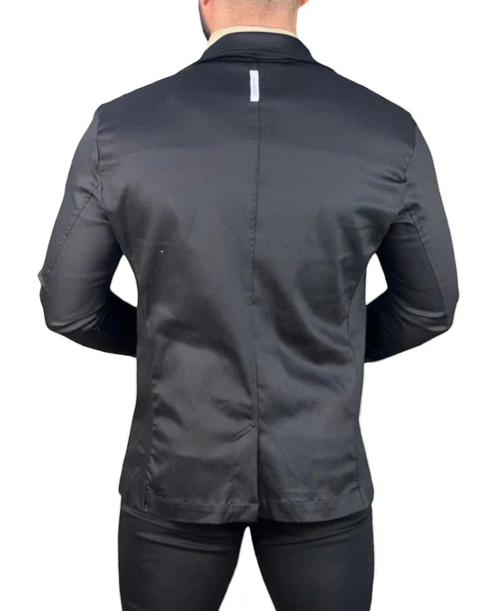 Blazer Preto Masculino Básico Acetinado - Per Pochi