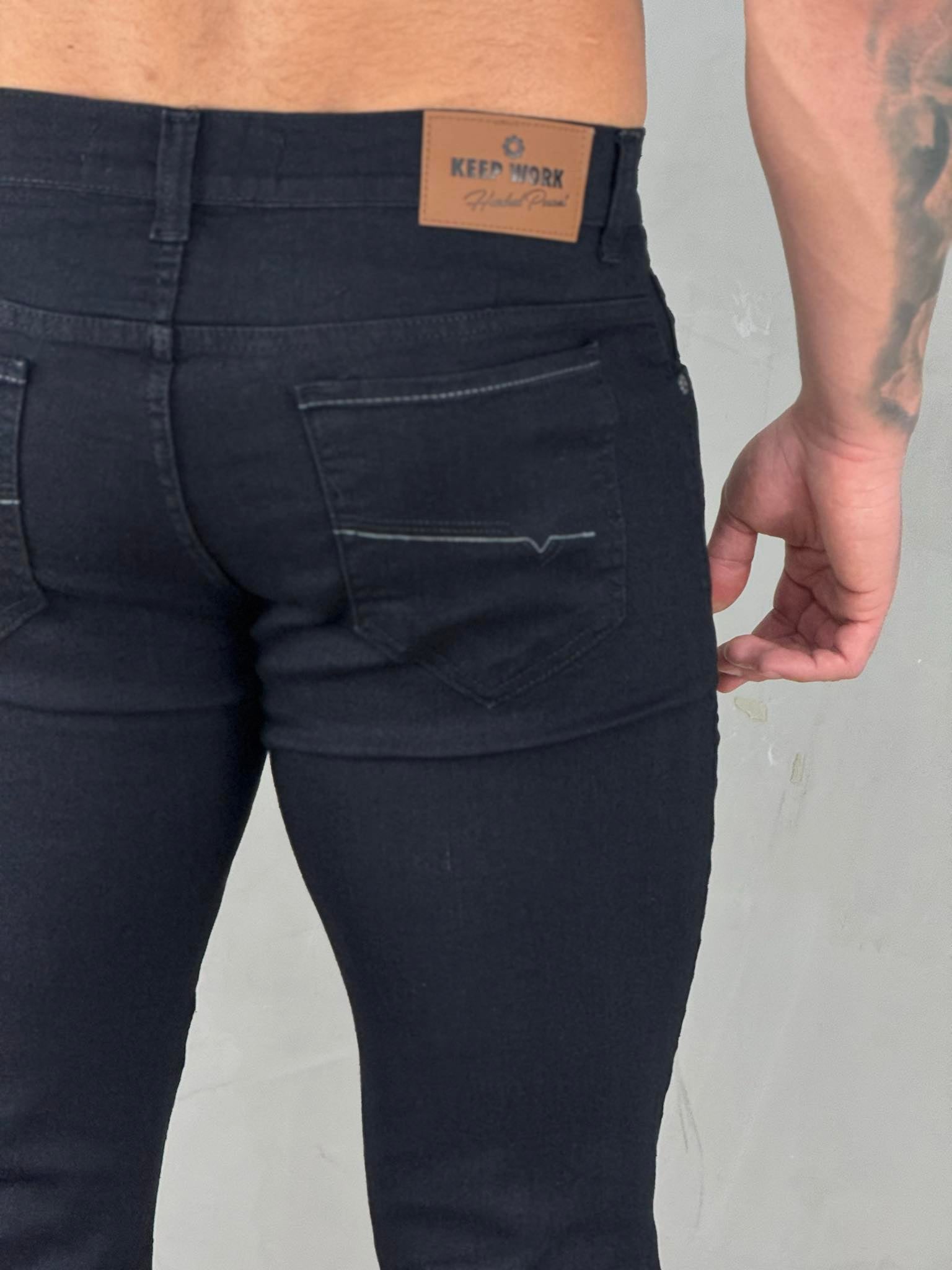 Kit 2 Calças Preta e Mescla Jeans Masculino Slim - Keep Work