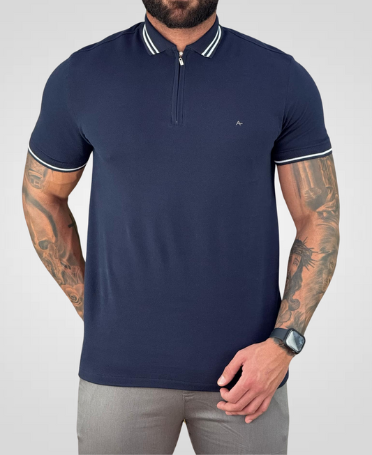 Camisa Polo Azul Marinho Masculina Piquet New Classic - Aramis