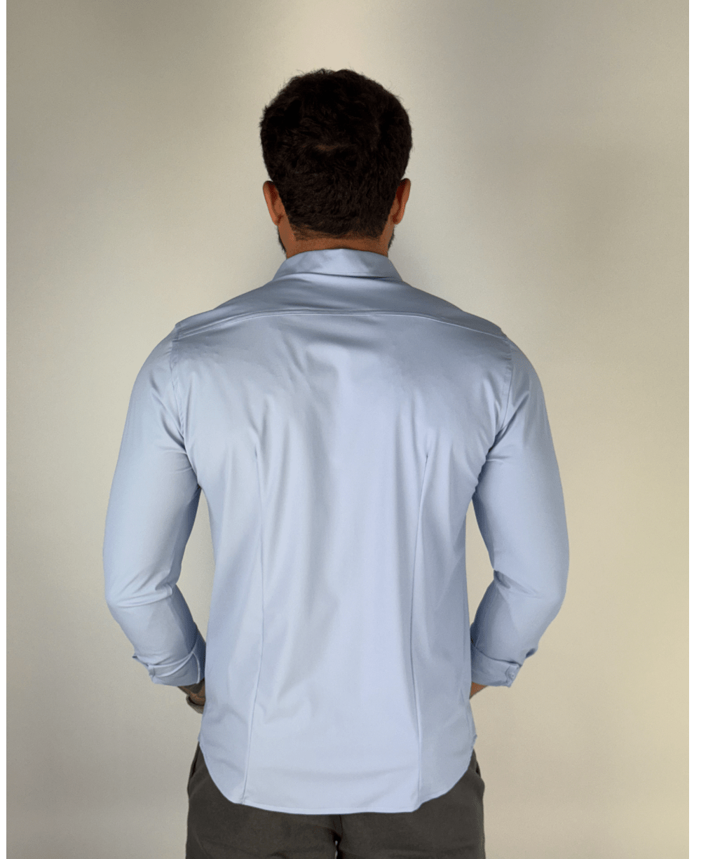 Camisa Social Manga longa Azul Fibra de Bambu - Paladhos